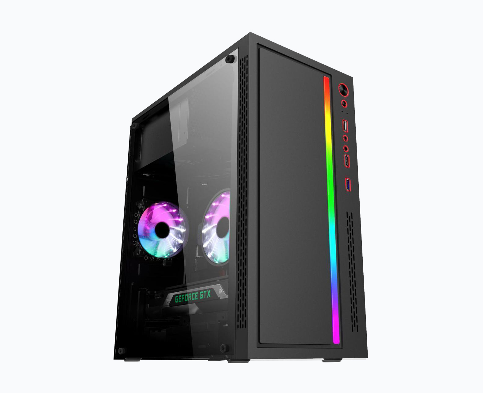 GIGASONIC GS275-6 Black RGB-LED Gaming PC Casing with 1x12cm RGB Fans