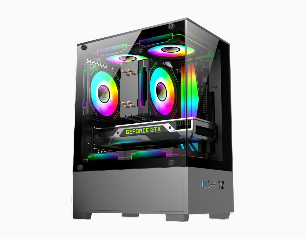 GIGASONIC NEXA VIEW GS190B RGB Gaming PC Casing with 3 RGB Fans & Dual Glass