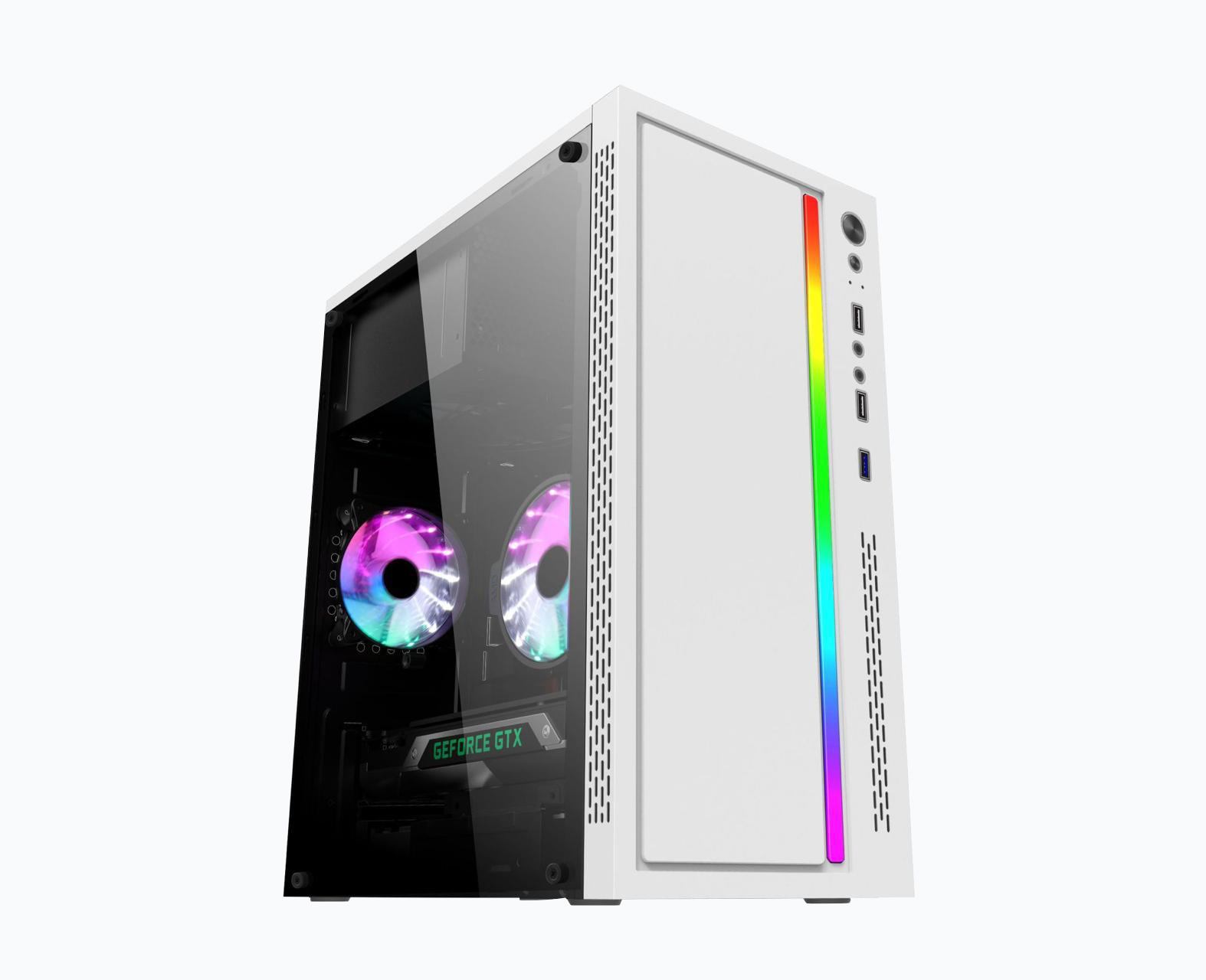 GIGASONIC GS275-7 White RGB-LED Gaming PC Casing with 1x12cm RGB Fans