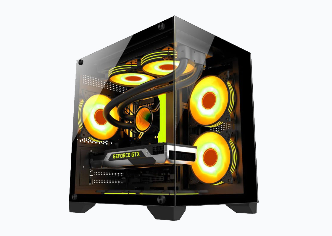 GIGASONIC GS270B Elite Viewflow RGB Gaming PC Casing with 5 RGB Fans & Dual Glass